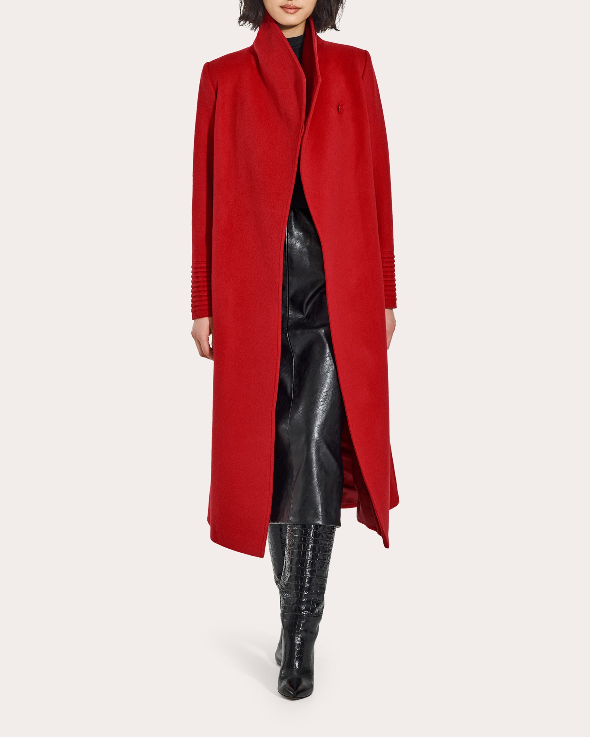 Baby Alpaca Funnel Collar Maxi Wrap Coat