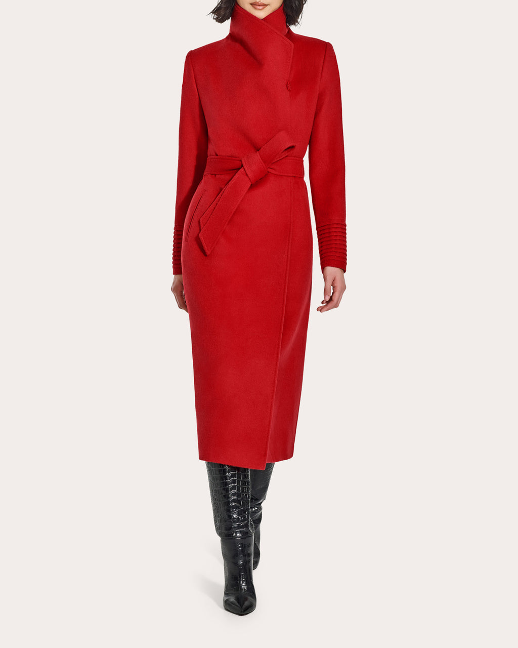 Baby Alpaca Funnel Collar Maxi Wrap Coat