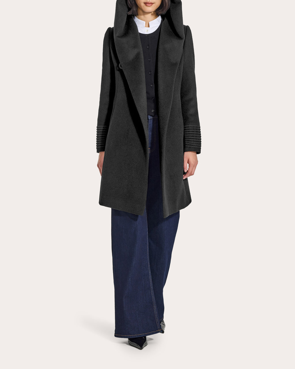 Baby Alpaca Hooded Midi Wrap Coat