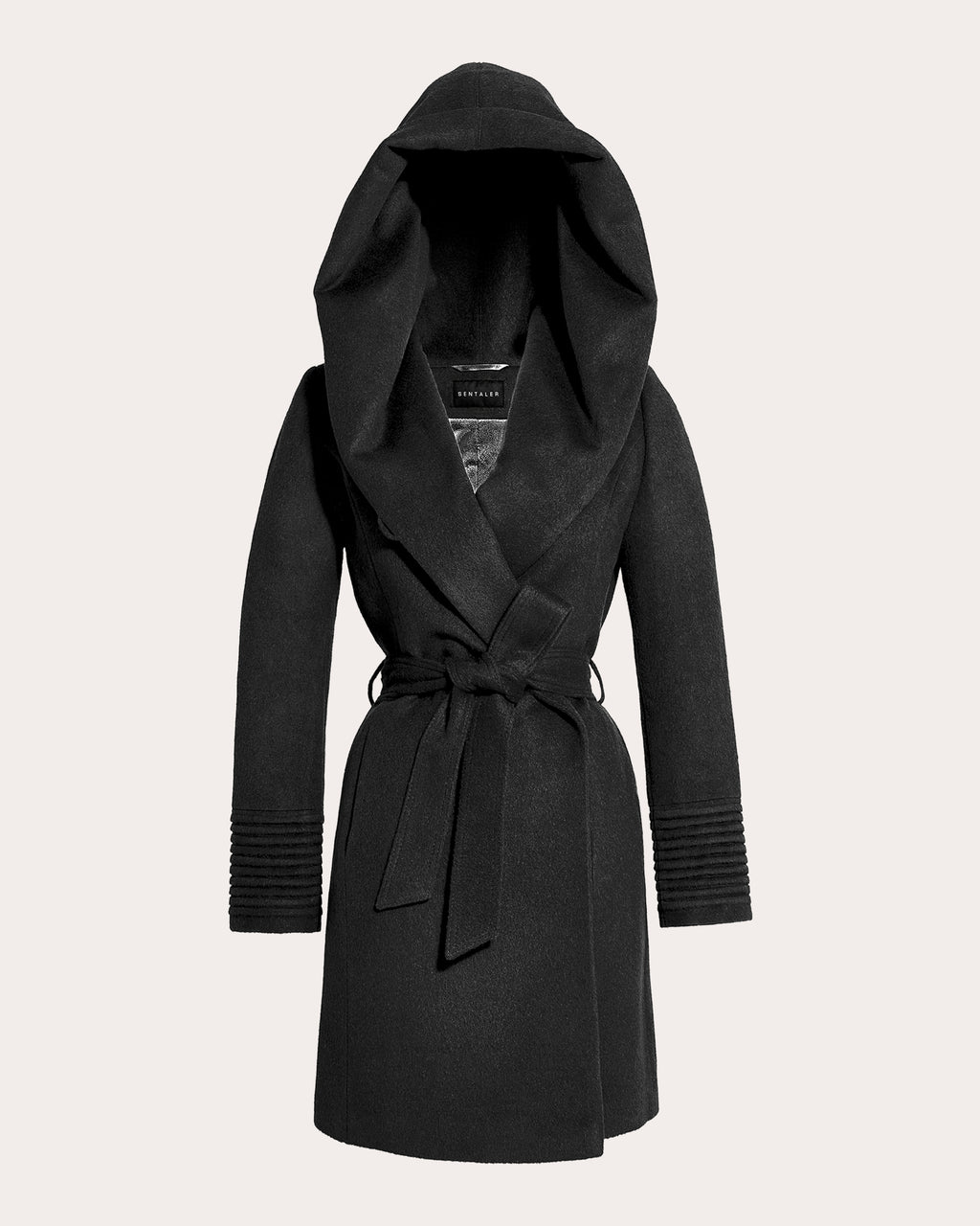 Baby Alpaca Hooded Midi Wrap Coat