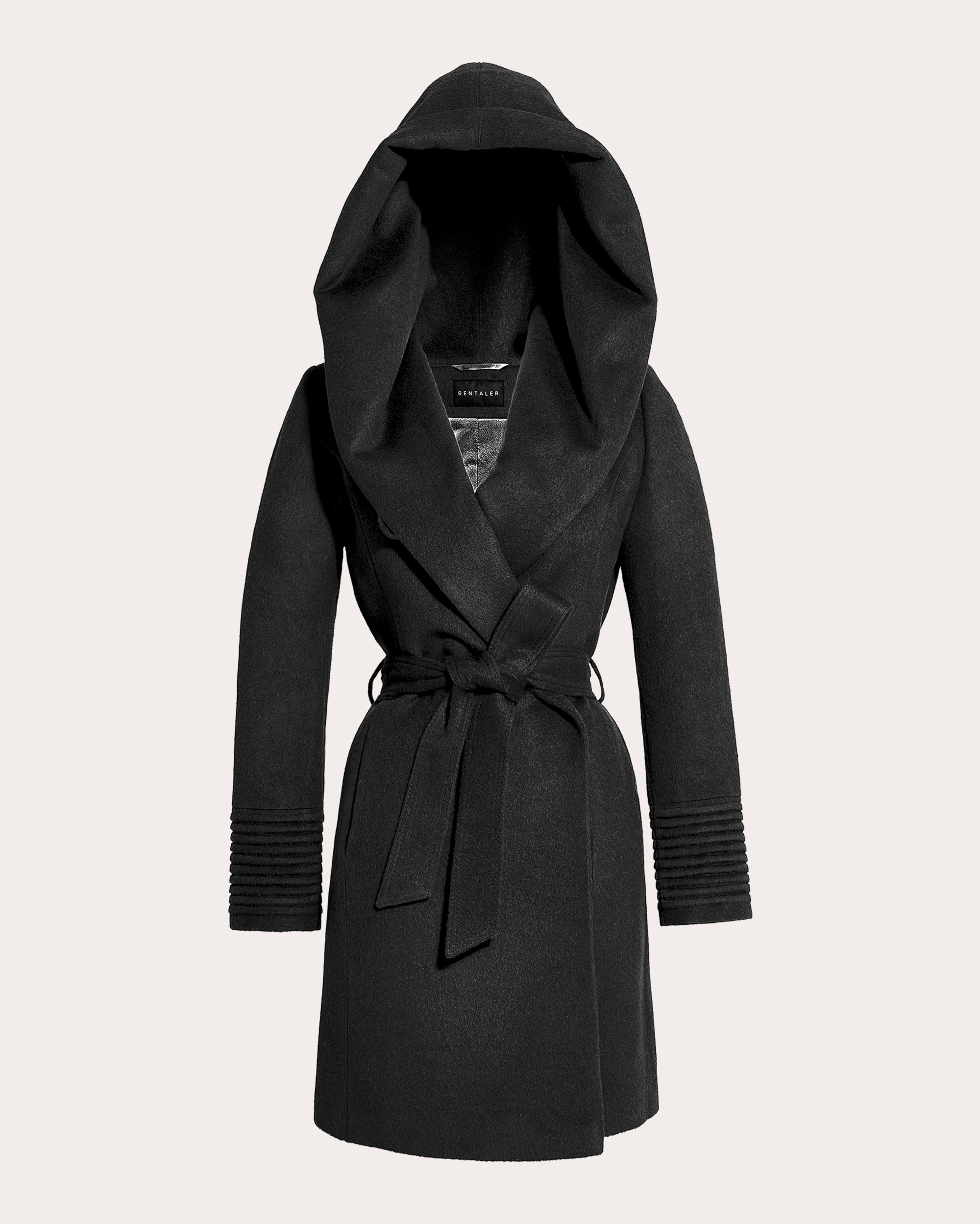 Baby Alpaca Hooded Midi Wrap Coat
