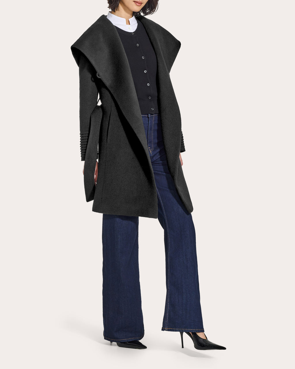 Baby Alpaca Hooded Midi Wrap Coat