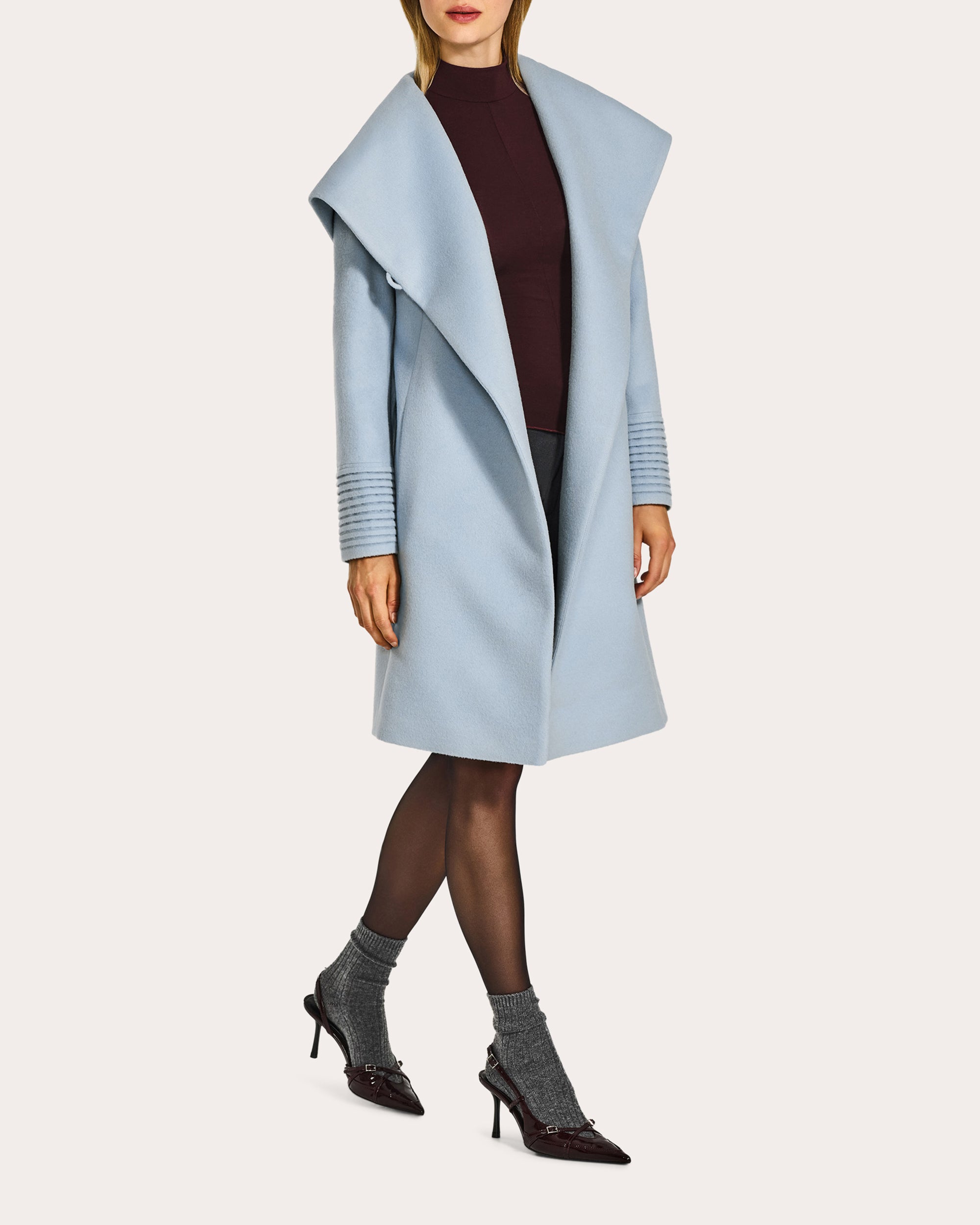 Baby Alpaca Hooded Midi Wrap Coat