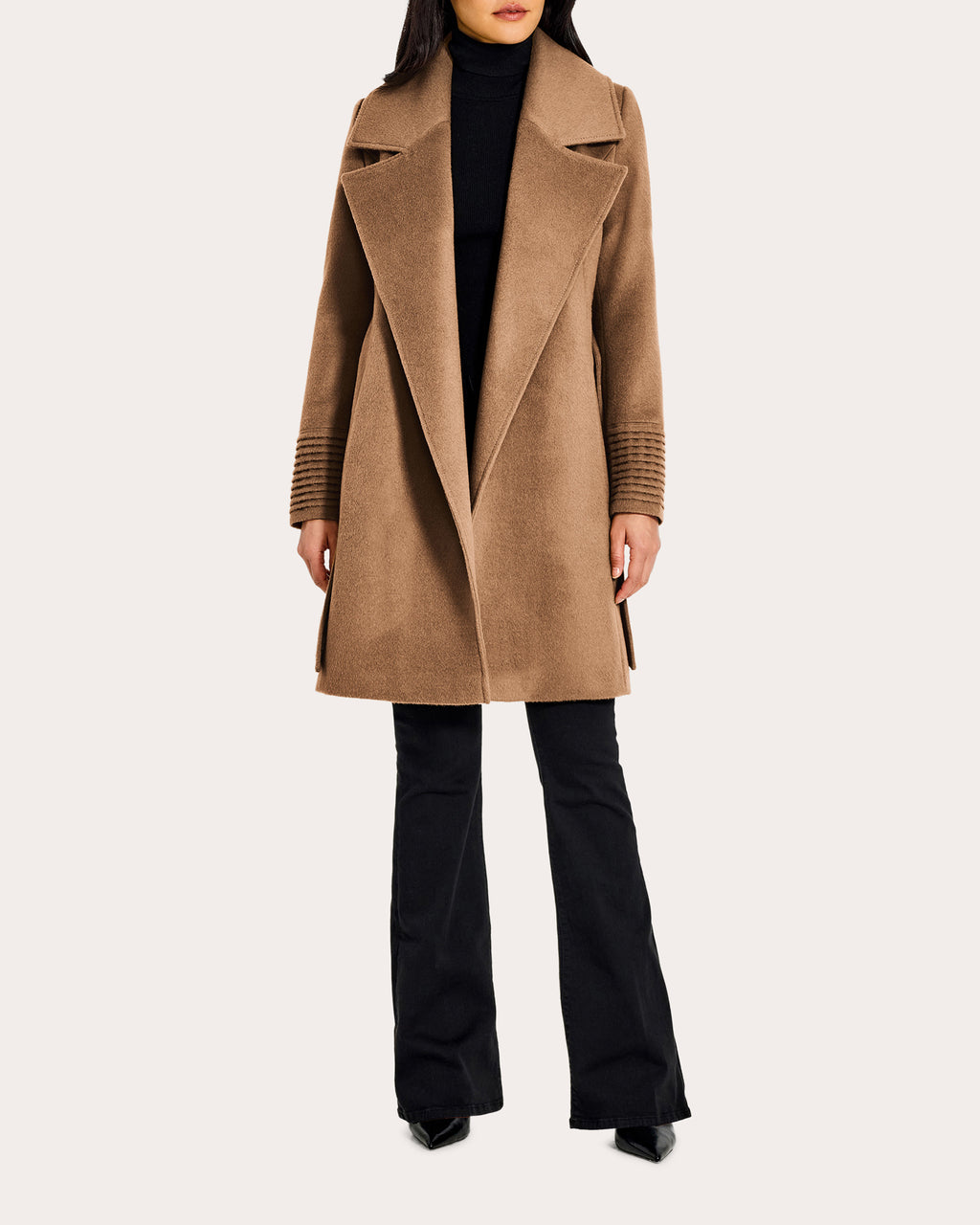 Baby Alpaca Oversized Notch Collar Midi Wrap Coat