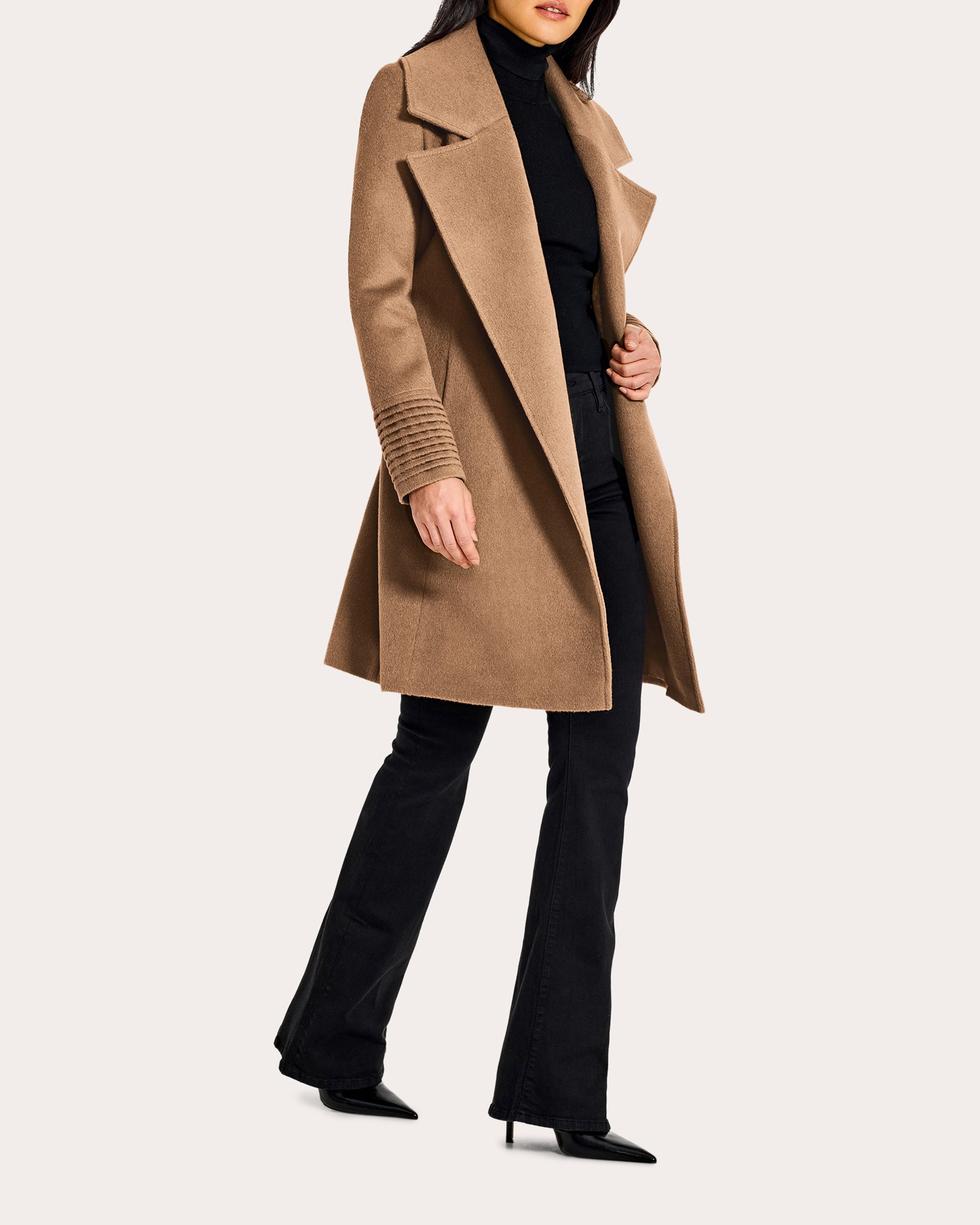 Baby Alpaca Oversized Notch Collar Midi Wrap Coat
