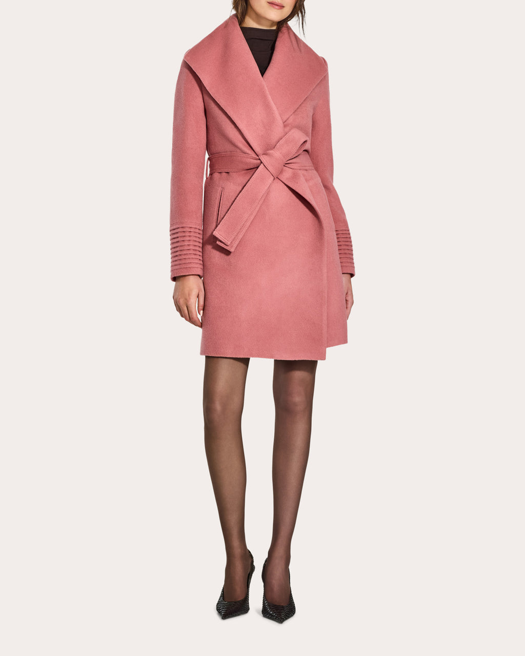 Baby Alpaca Shawl Collar Midi Wrap Coat