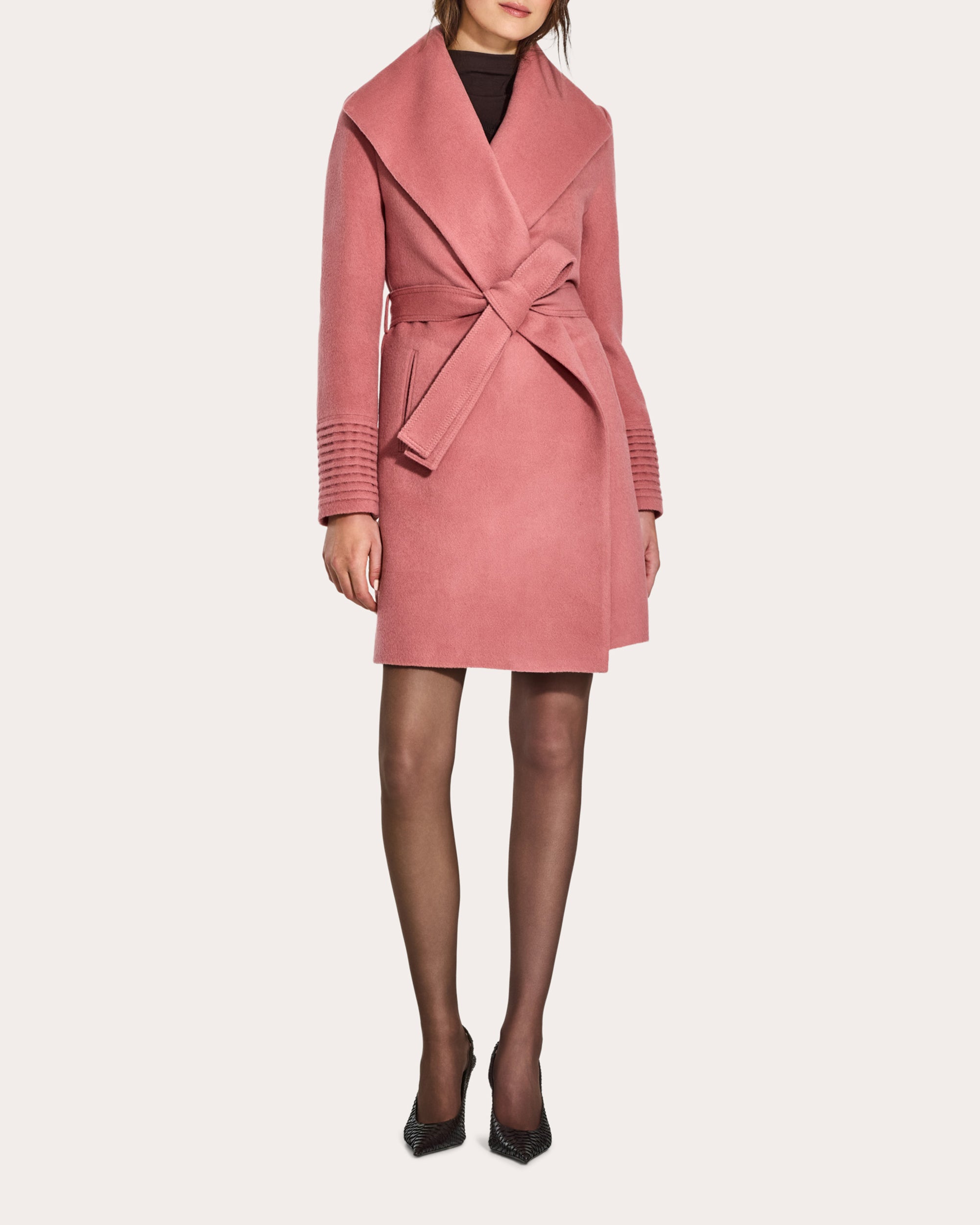 Baby Alpaca Shawl Collar Midi Wrap Coat