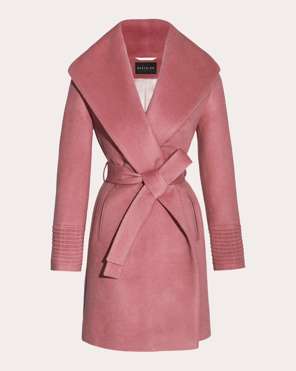 Baby Alpaca Shawl Collar Midi Wrap Coat