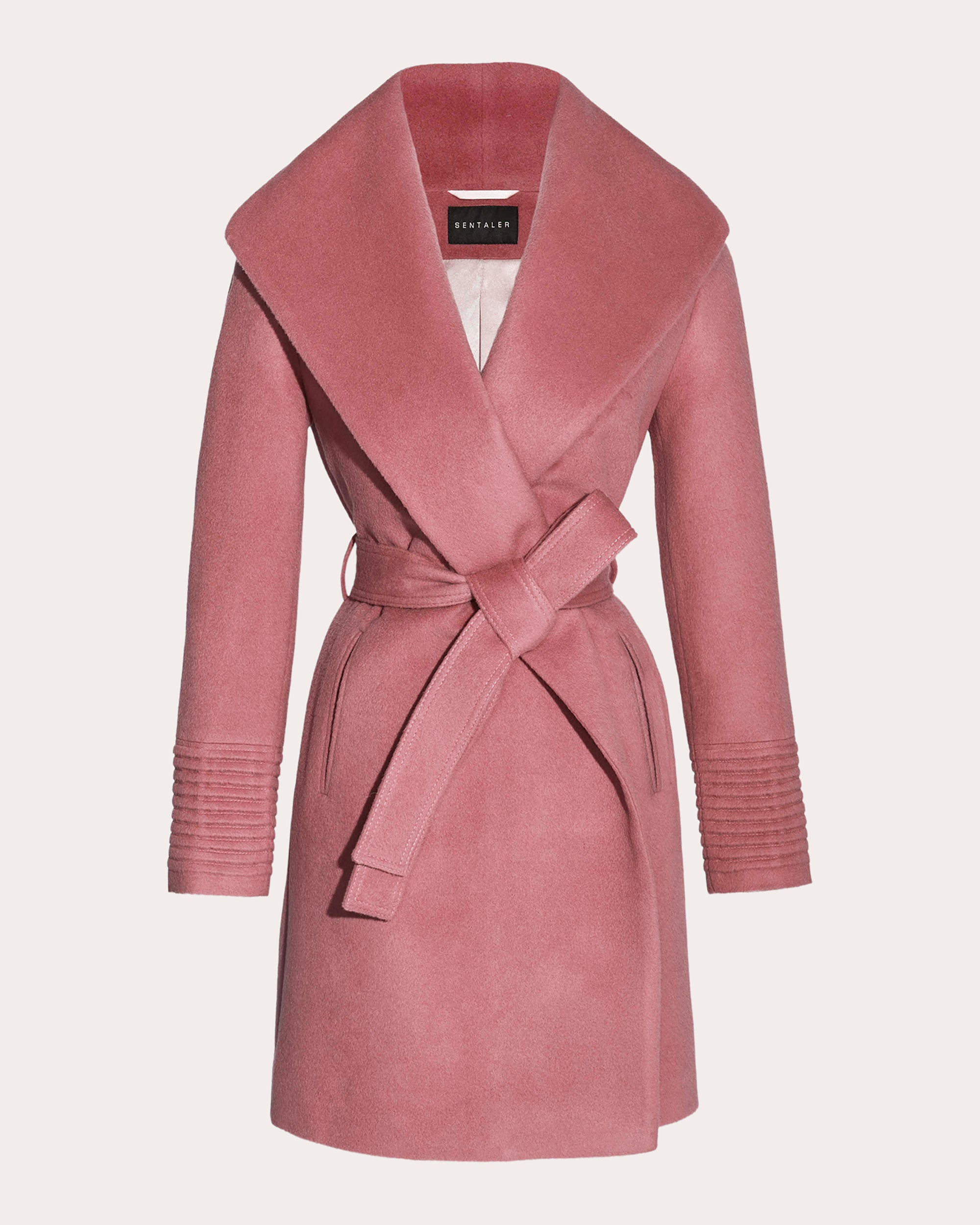 Baby Alpaca Shawl Collar Midi Wrap Coat