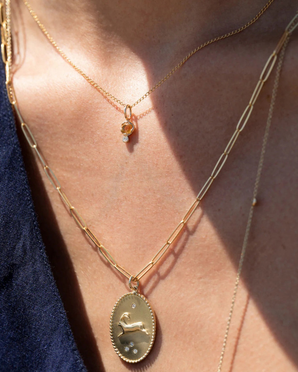 Citrine & Diamond Birthstone Amulet