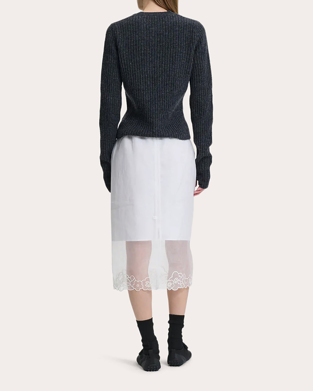 Blas Floral Appliqué Wool Crewneck Sweater