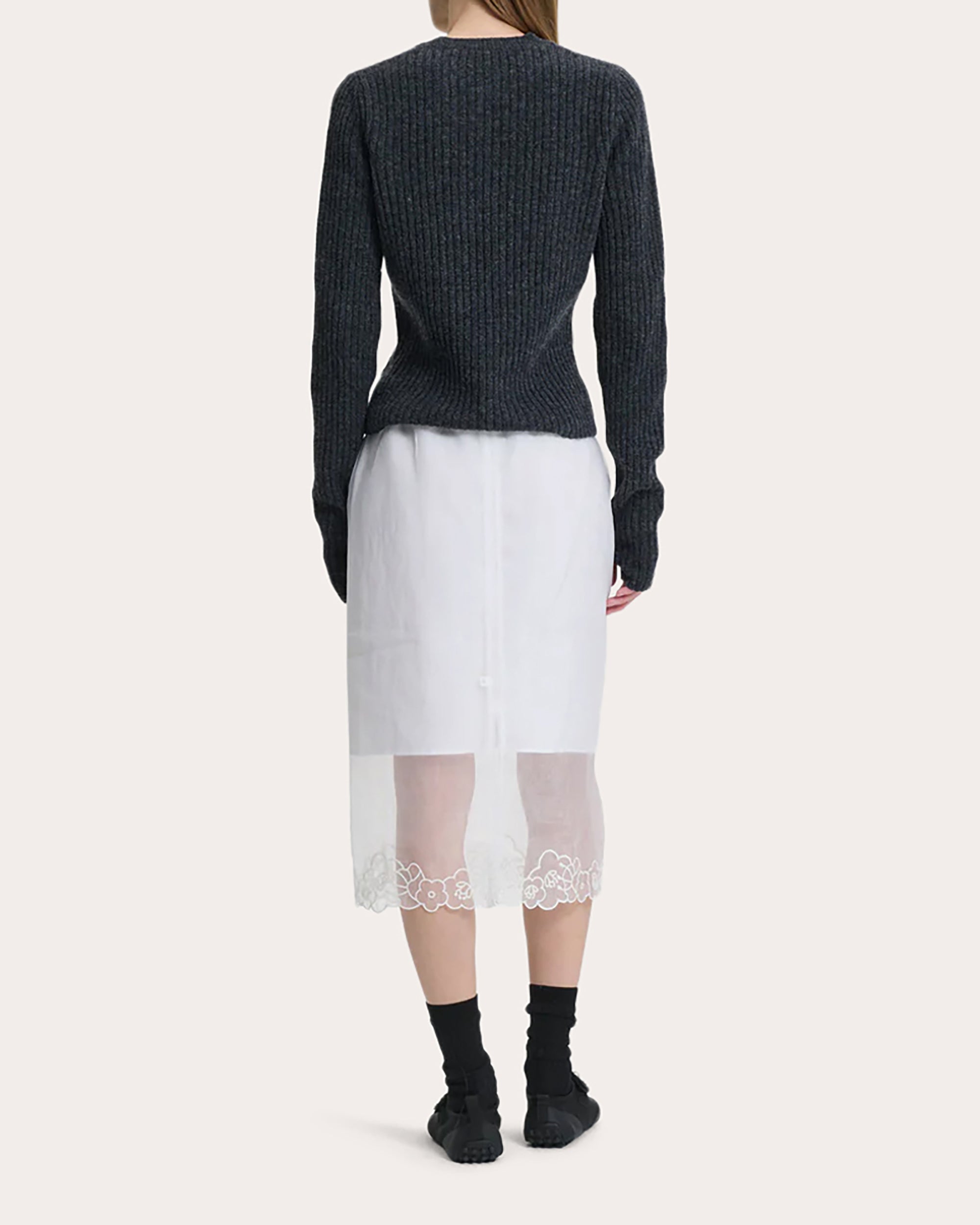 Blas Floral Appliqué Wool Crewneck Sweater