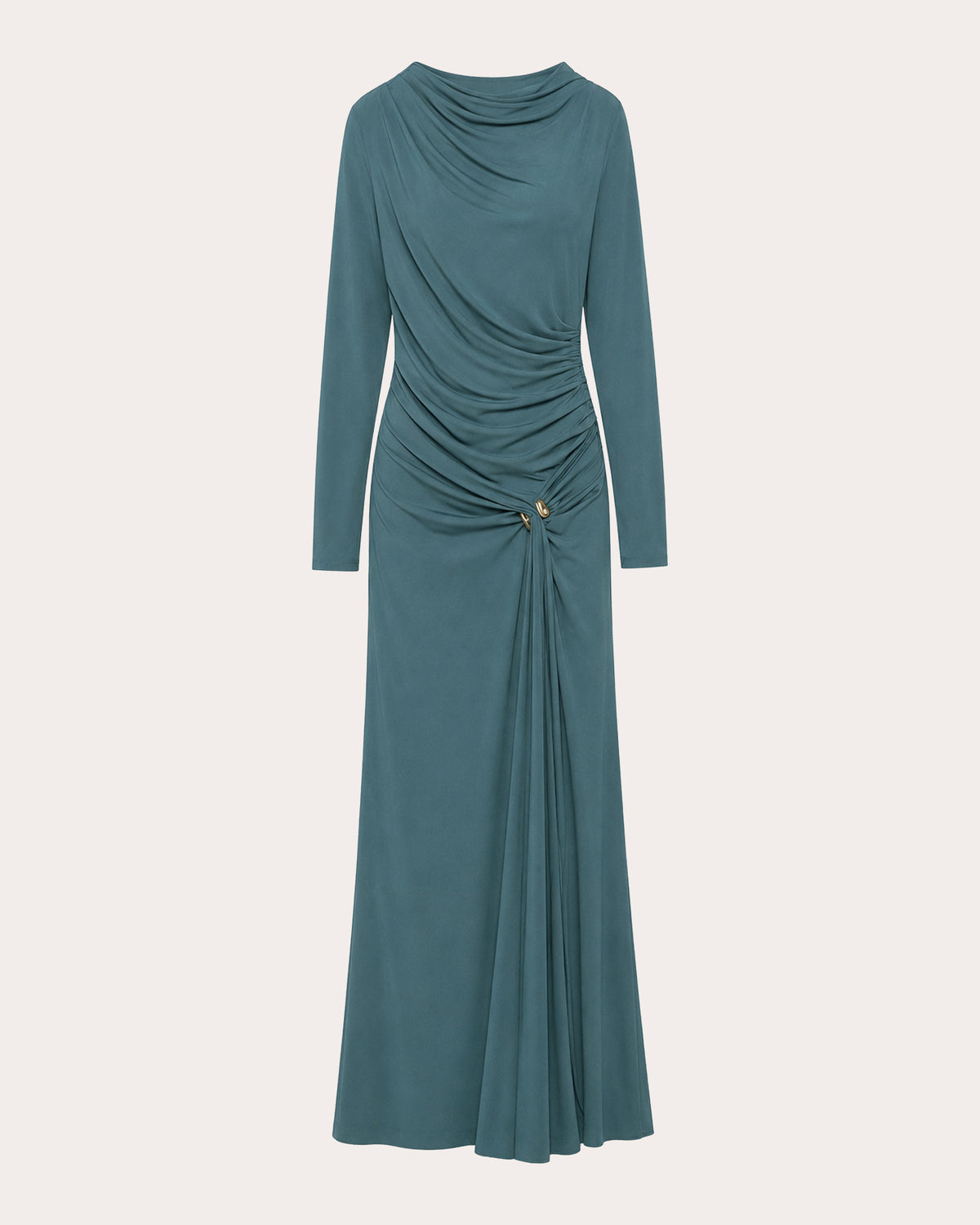 Eleanora Draped Jersey Slit Gown