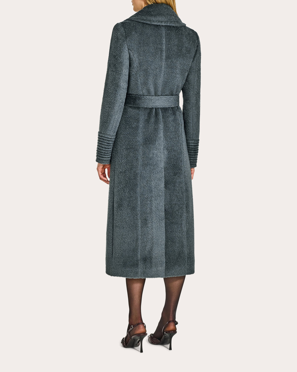 Bouclé Alpaca Notched Collar Maxi Wrap Coat