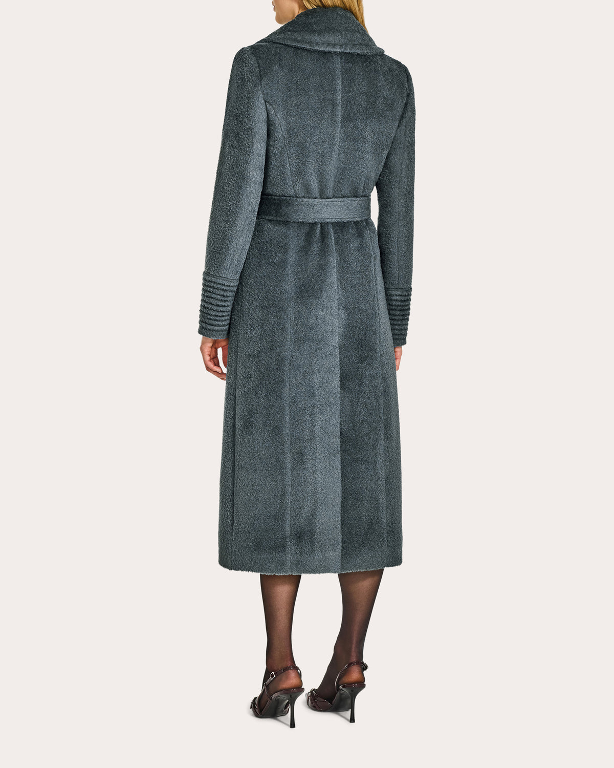 Bouclé Alpaca Notched Collar Maxi Wrap Coat