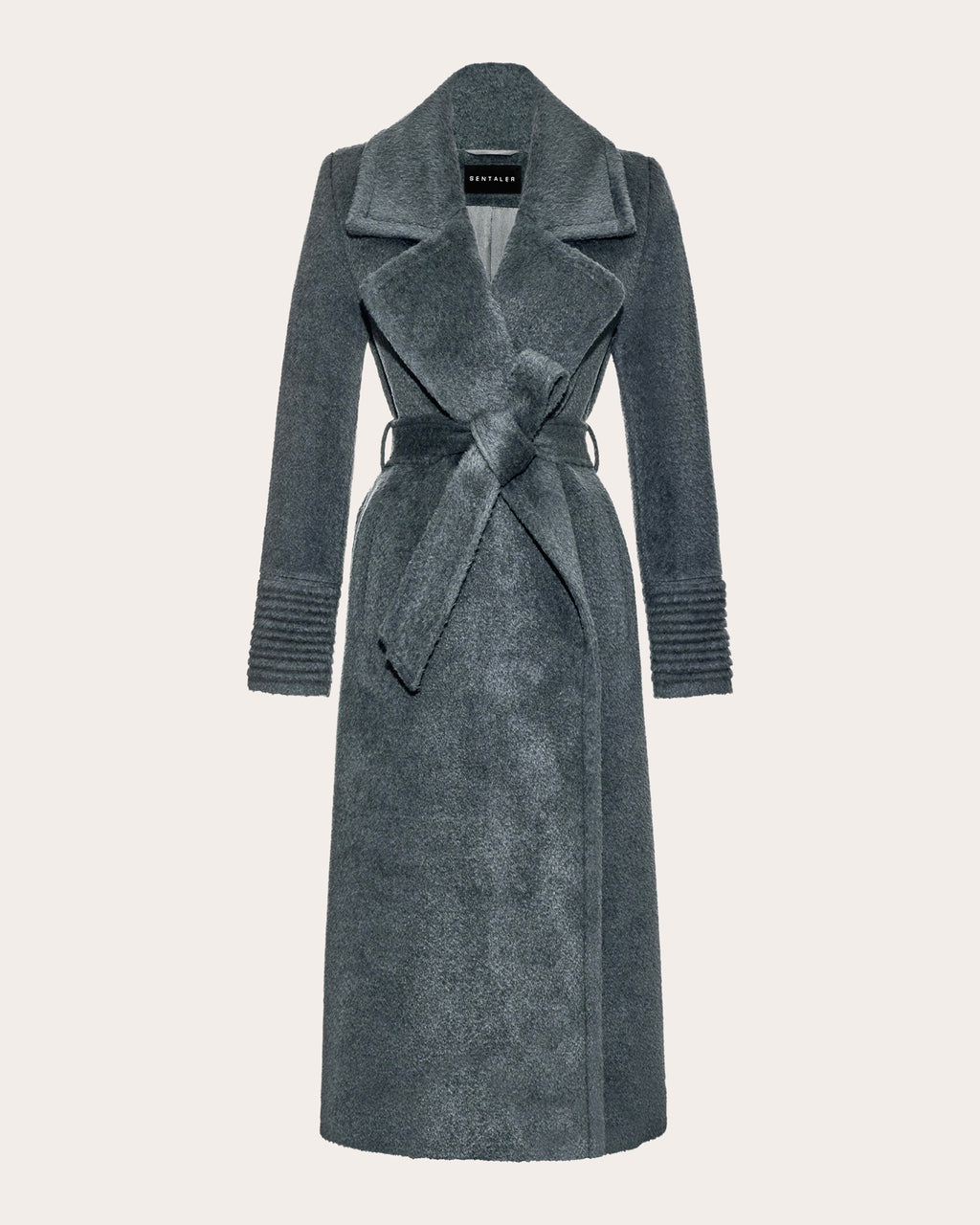 Bouclé Alpaca Notched Collar Maxi Wrap Coat