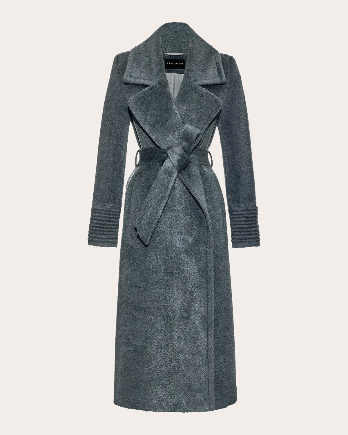 Bouclé Alpaca Notched Collar Maxi Wrap Coat