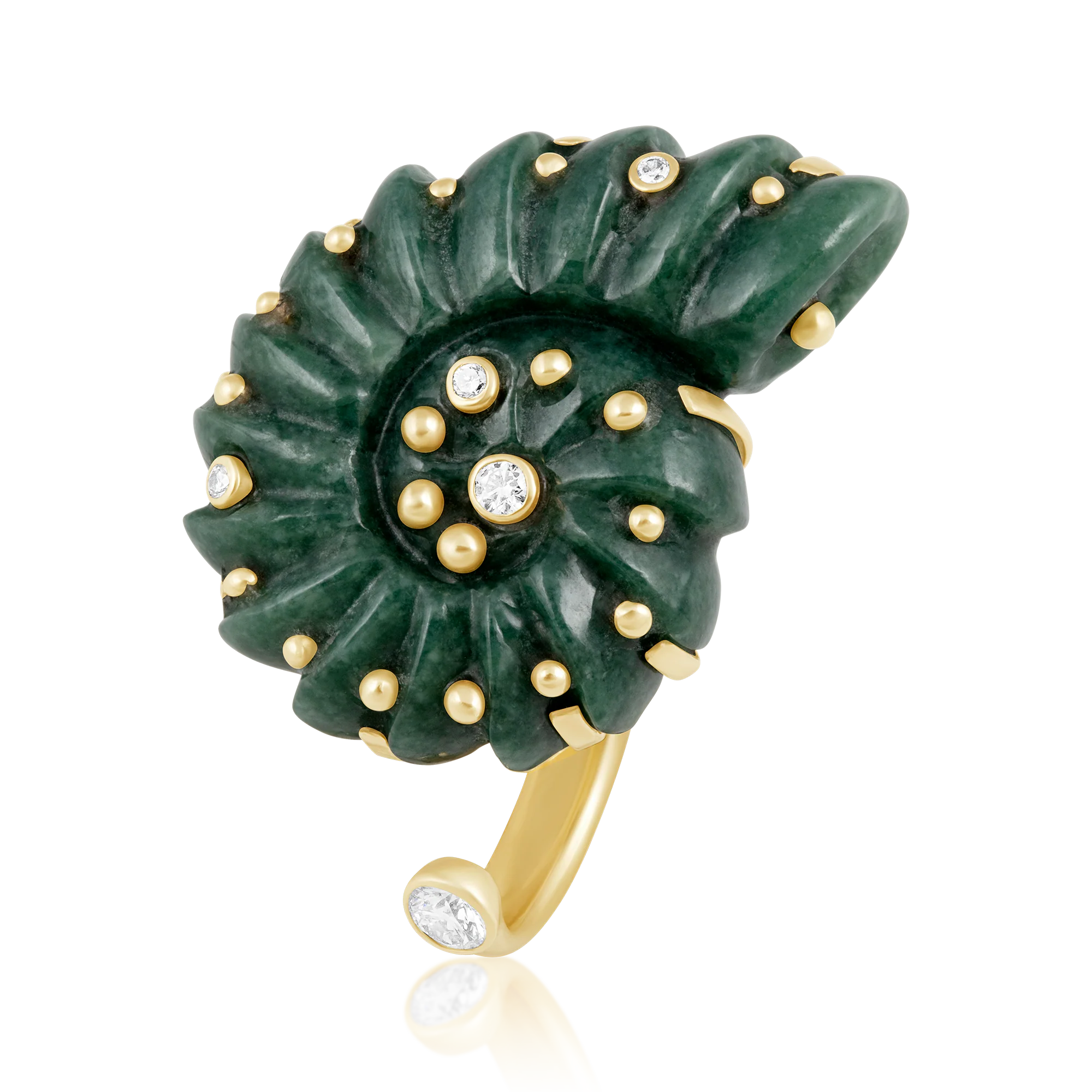 Carved Stone Ammonite Ring