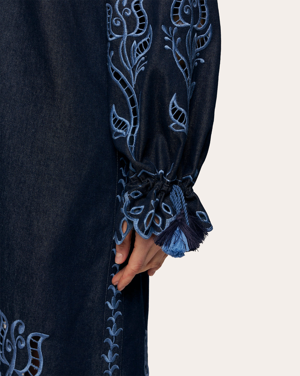 Midnight Rose Embroidered Cotton Maxi Dress
