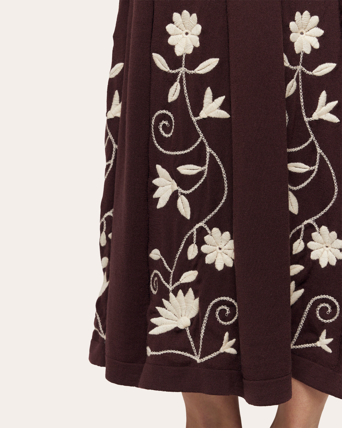 Etherea Embroidered Wool Pleated Maxi Skirt