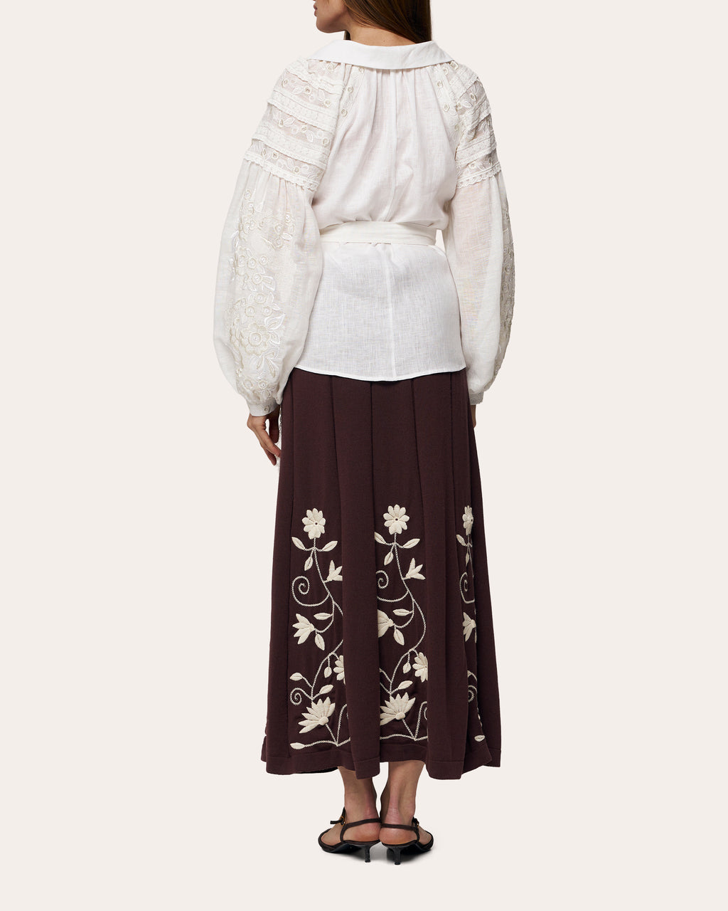 Roseveil Embroidered Linen Wrap Blouse
