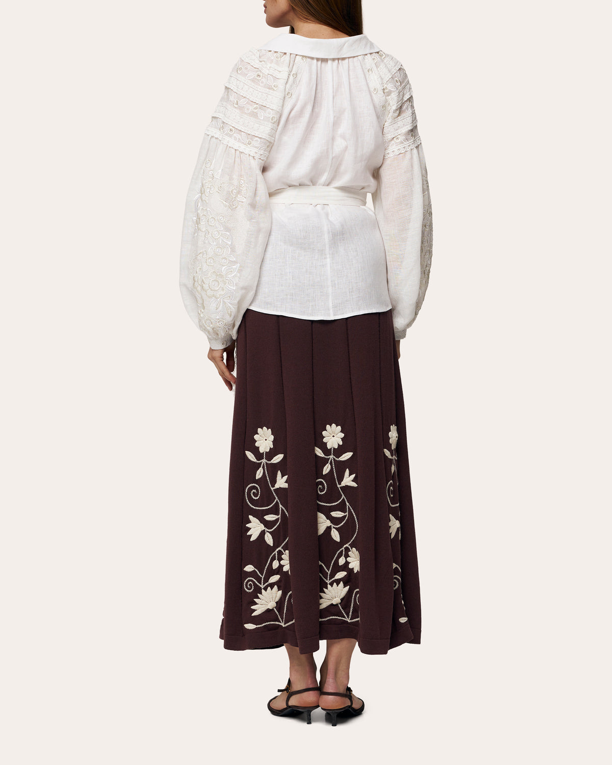 Roseveil Embroidered Linen Wrap Blouse