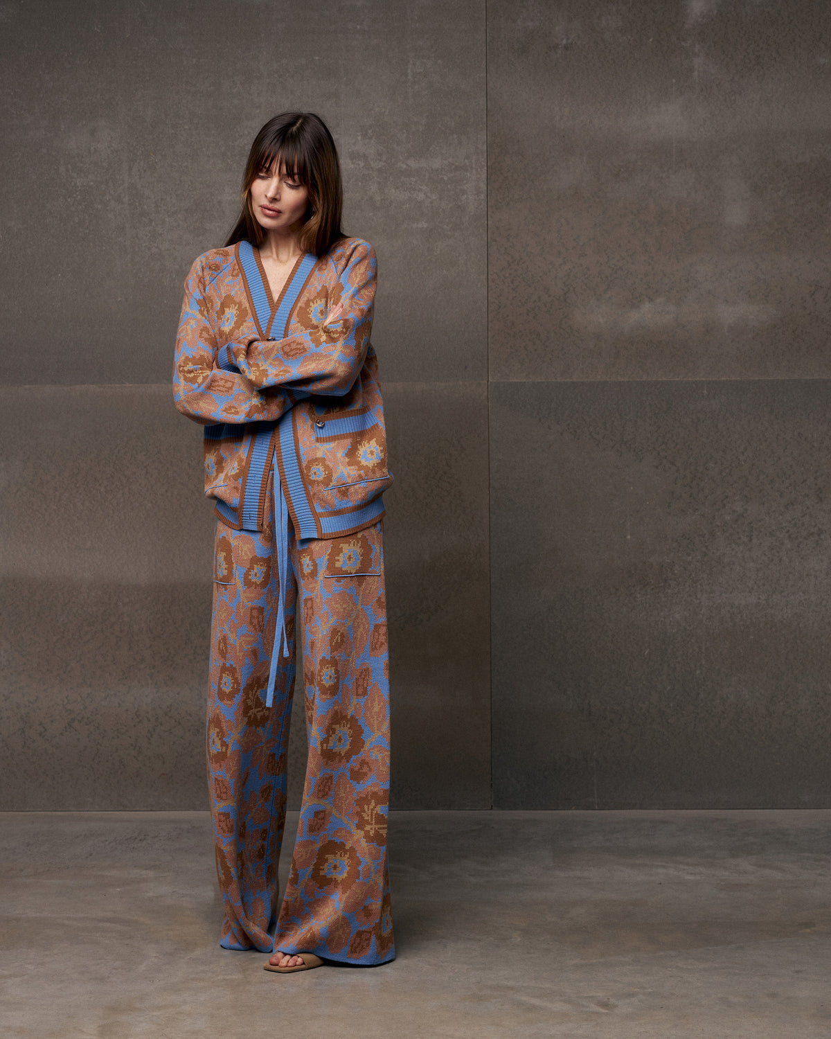 Mirage Bloom Floral Wool Jacquard Pants