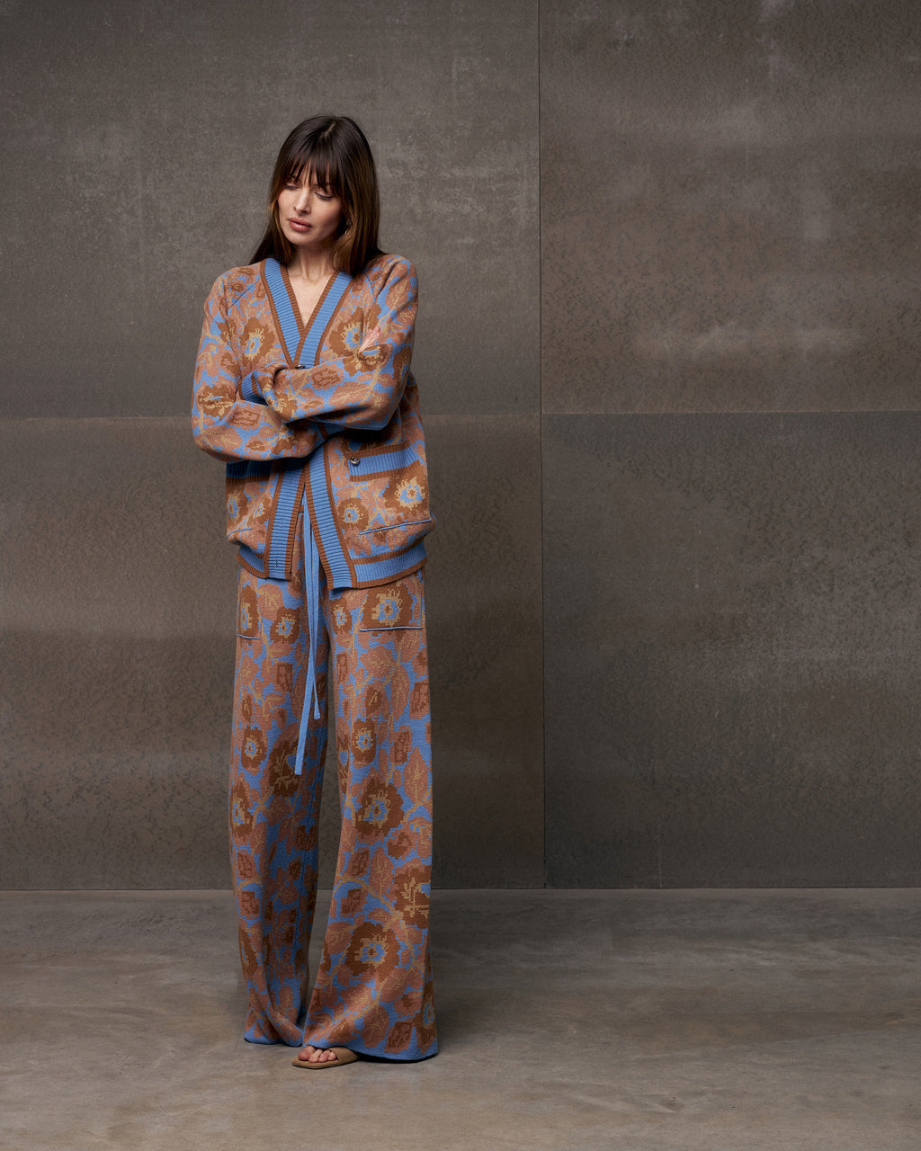 Mirage Bloom Floral Wool Jacquard Cardigan