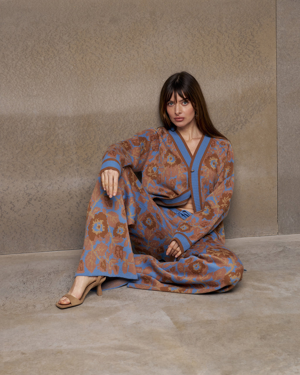 Mirage Bloom Floral Wool Jacquard Cardigan