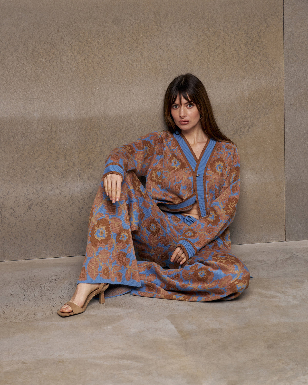 Mirage Bloom Floral Wool Jacquard Cardigan