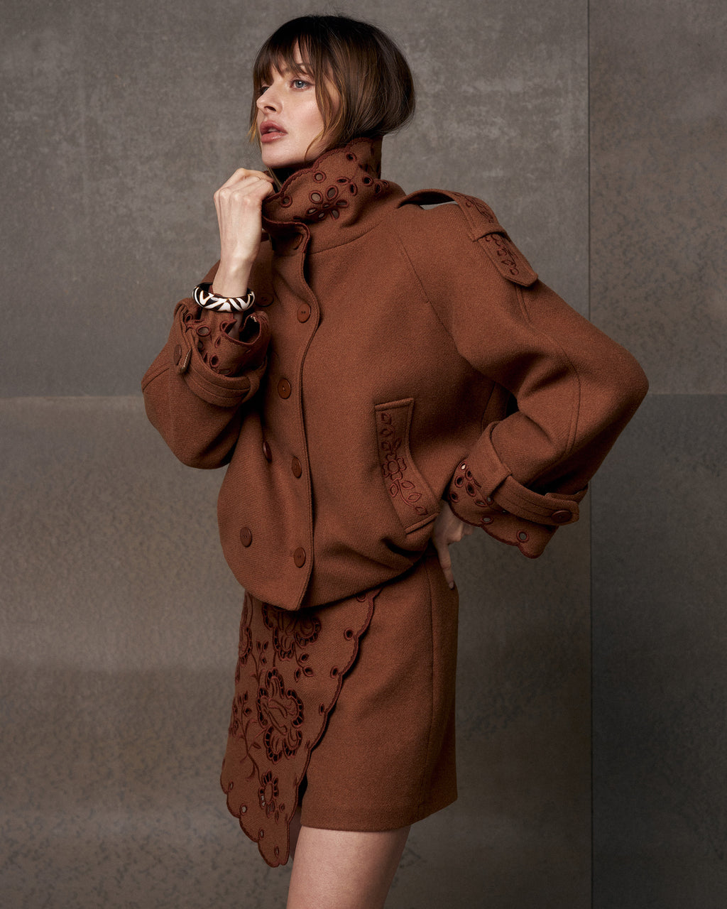 Desert Bloom Embroidered Eyelet Cropped Jacket