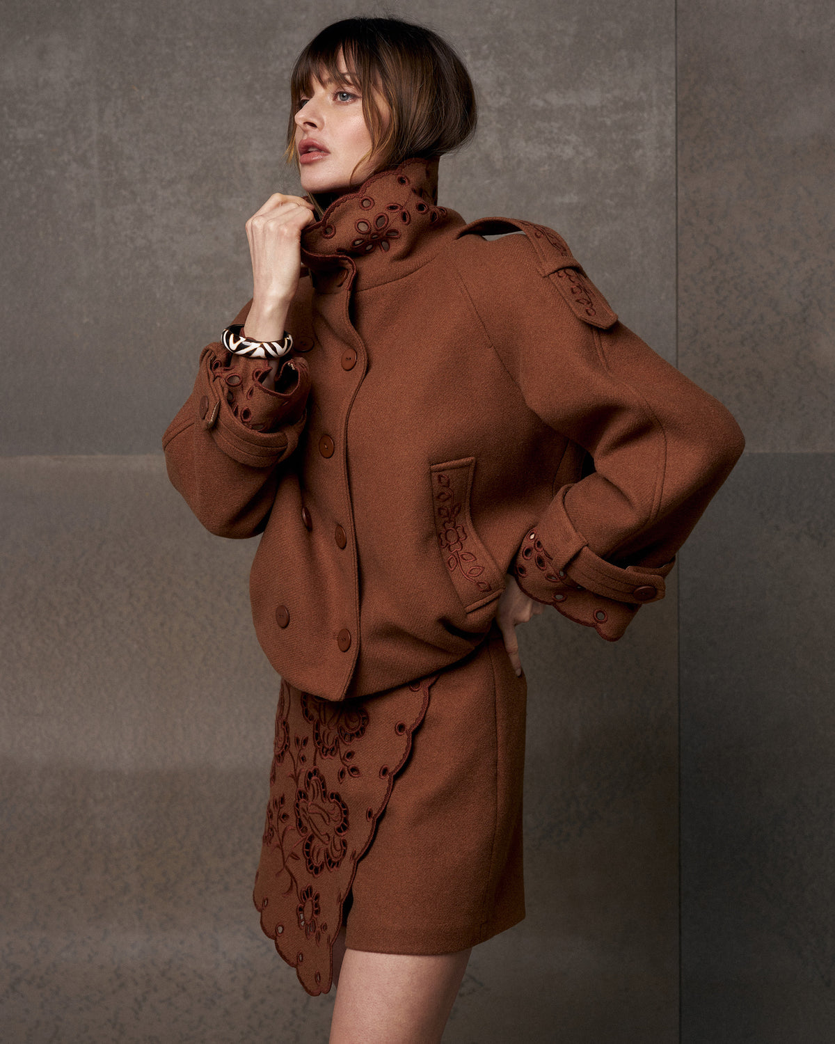 Desert Bloom Embroidered Eyelet Cropped Jacket