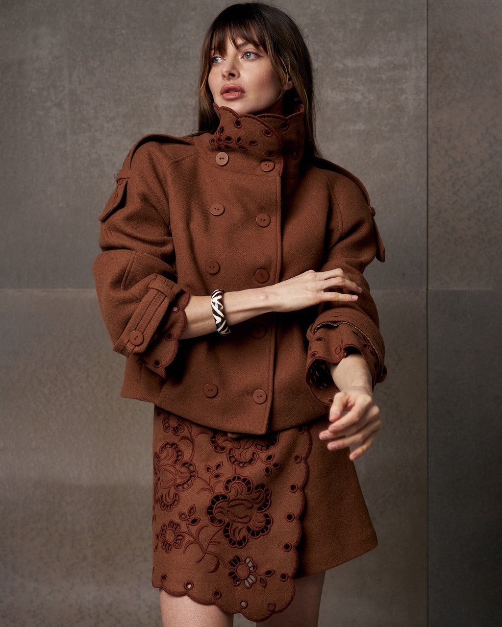 Desert Bloom Embroidered Eyelet Cropped Jacket