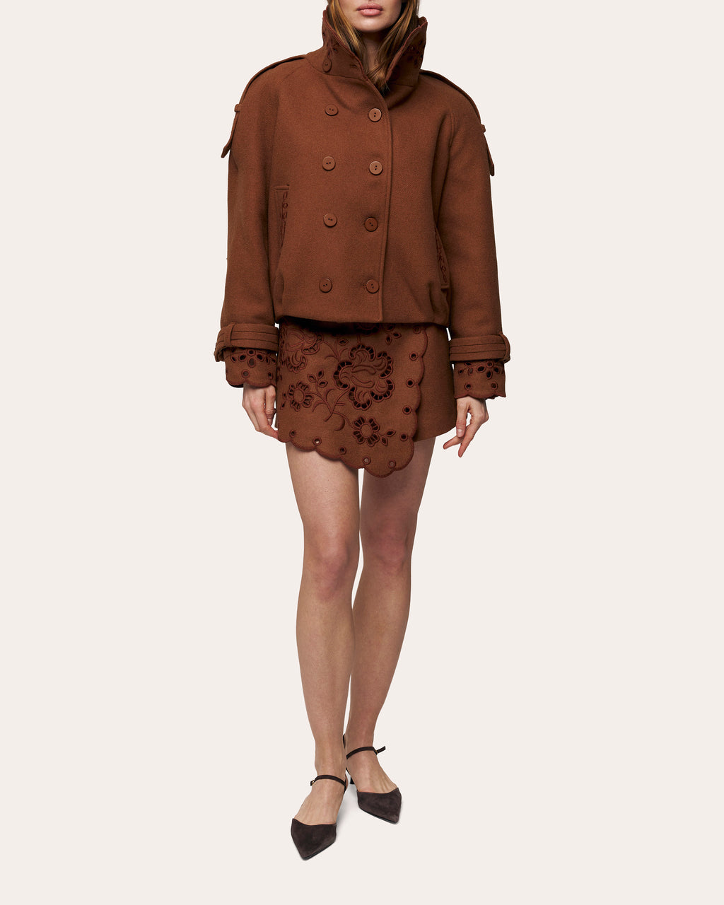 Desert Bloom Embroidered Eyelet Cropped Jacket