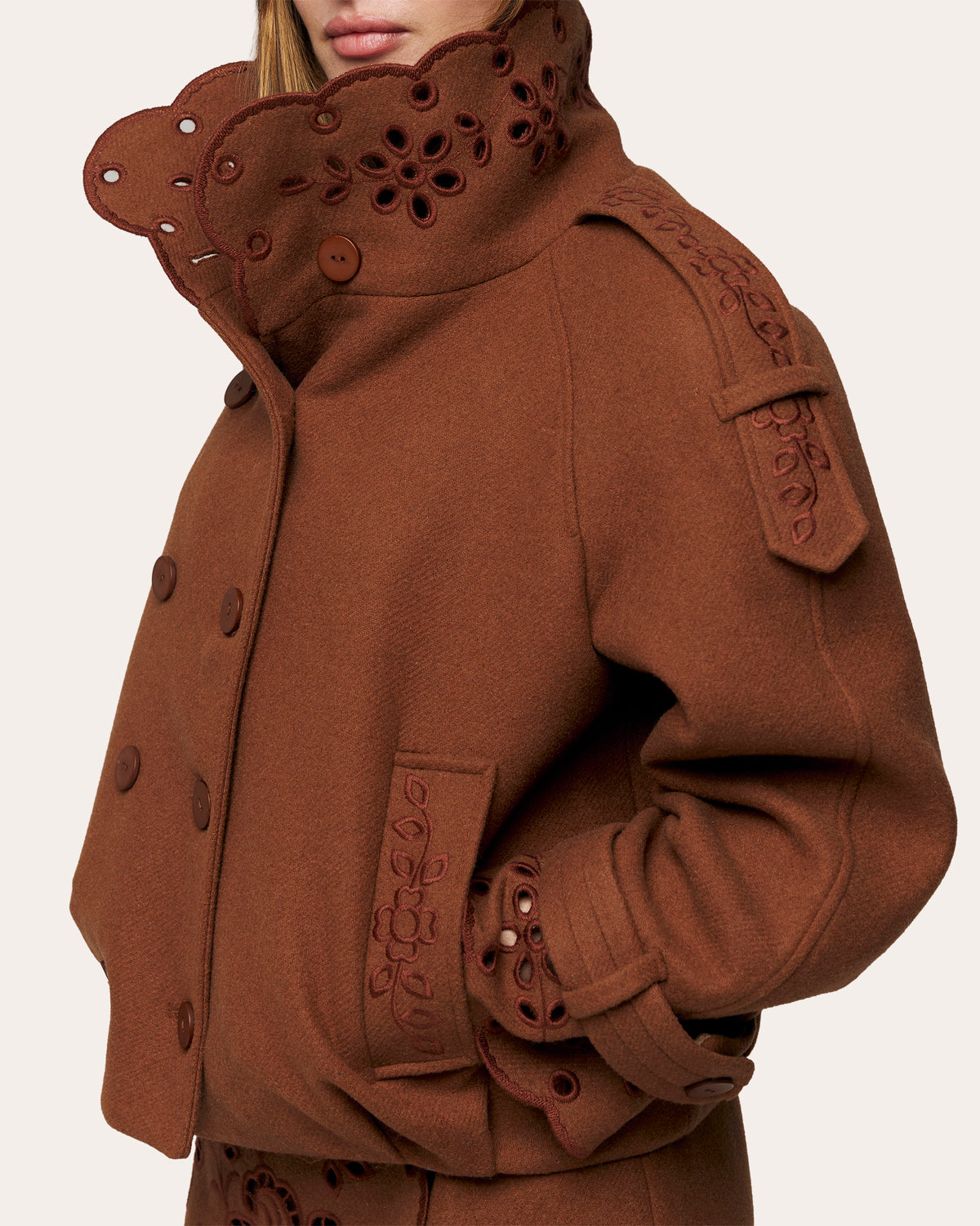 Desert Bloom Embroidered Eyelet Cropped Jacket