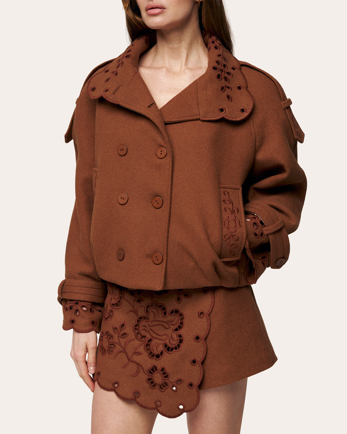 Desert Bloom Embroidered Eyelet Cropped Jacket