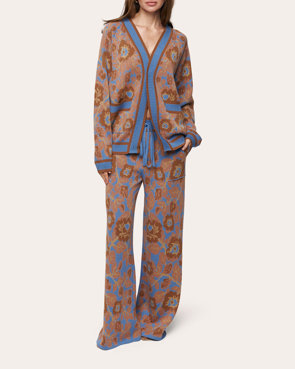 Mirage Bloom Floral Wool Jacquard Pants