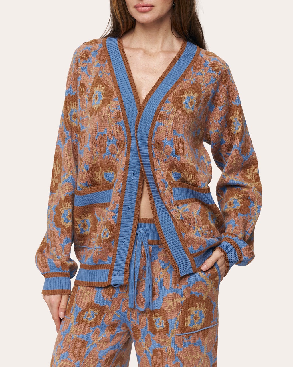 Mirage Bloom Floral Wool Jacquard Cardigan