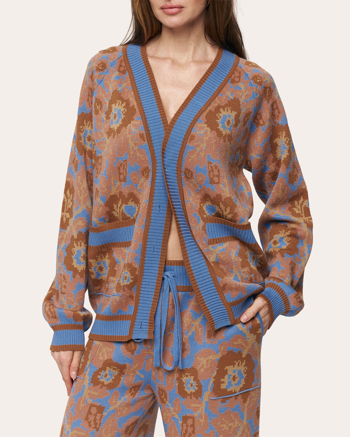 Mirage Bloom Floral Wool Jacquard Cardigan