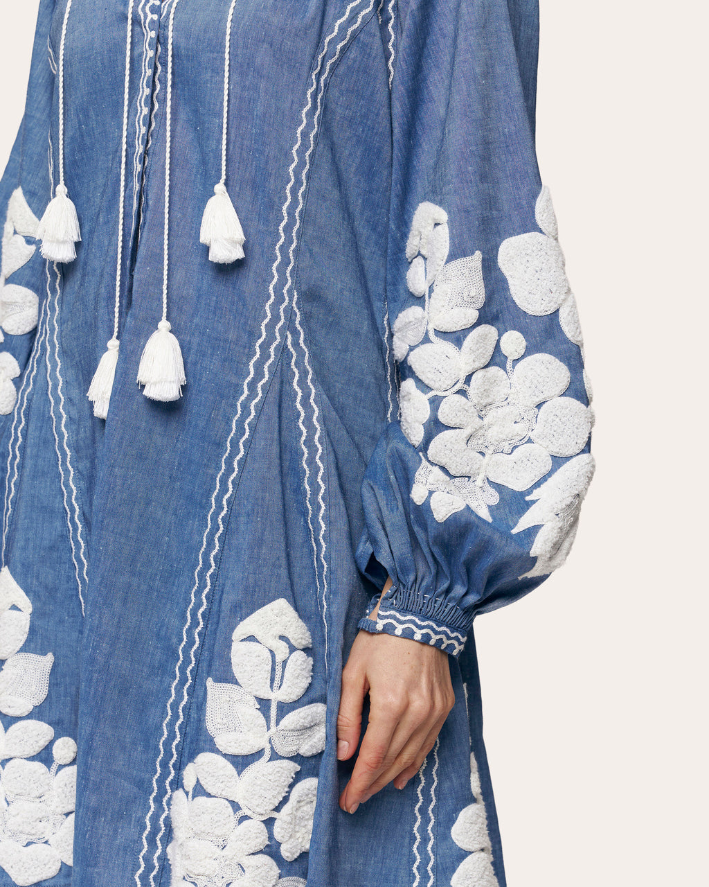 Harvest Sun Embroidered Linen Mini Dress