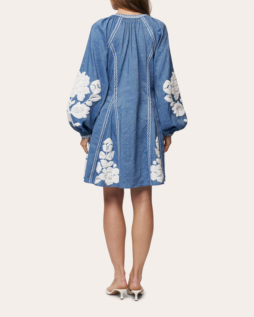 Harvest Sun Embroidered Linen Mini Dress