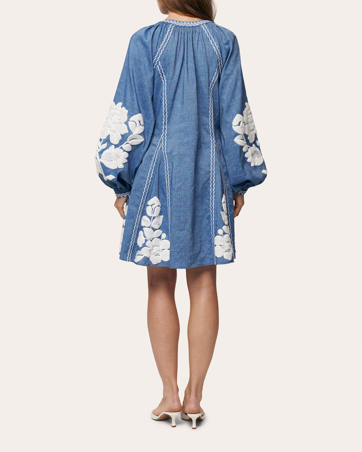 Harvest Sun Embroidered Linen Mini Dress