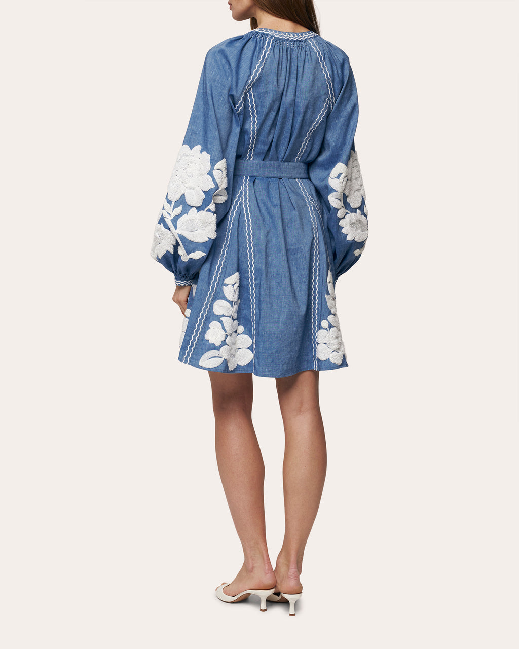 Harvest Sun Embroidered Linen Mini Dress