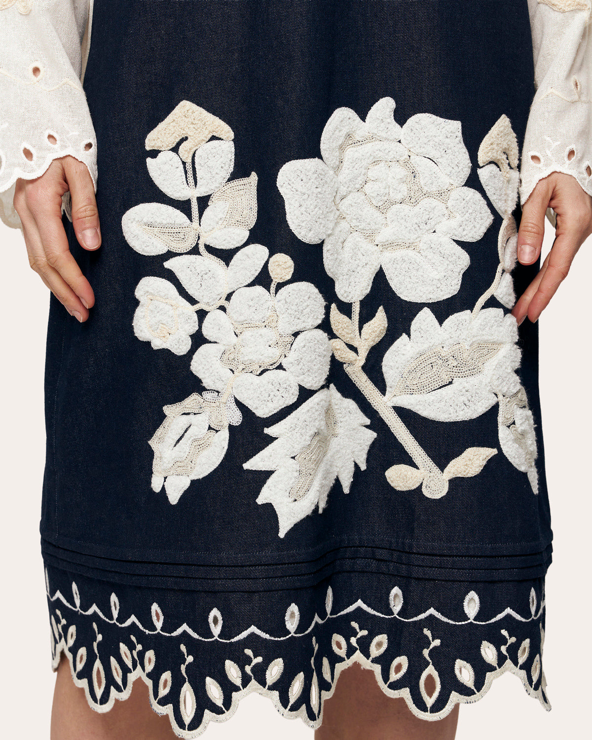Amber Rose Embroidered Denim Midi Dress