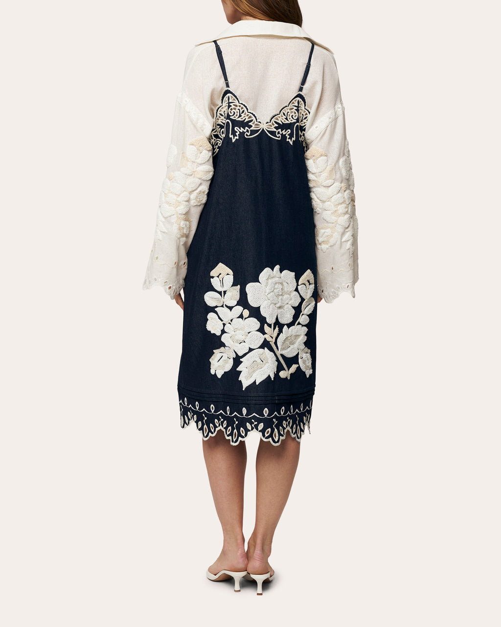 Amber Rose Embroidered Denim Midi Dress