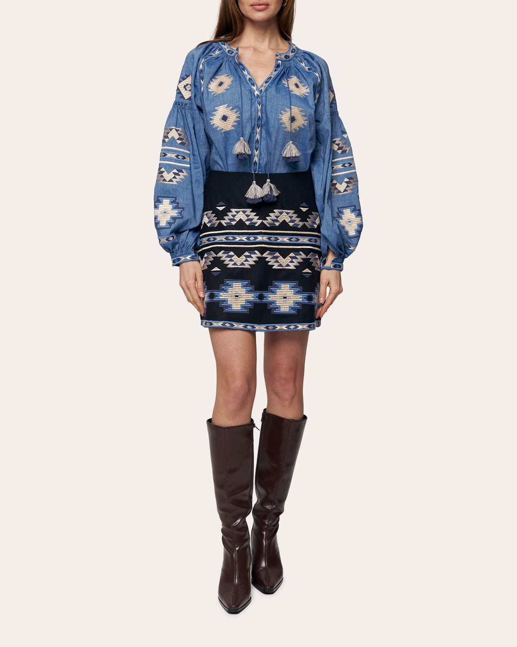 Rombé Geometric Embroidered Mini Skirt