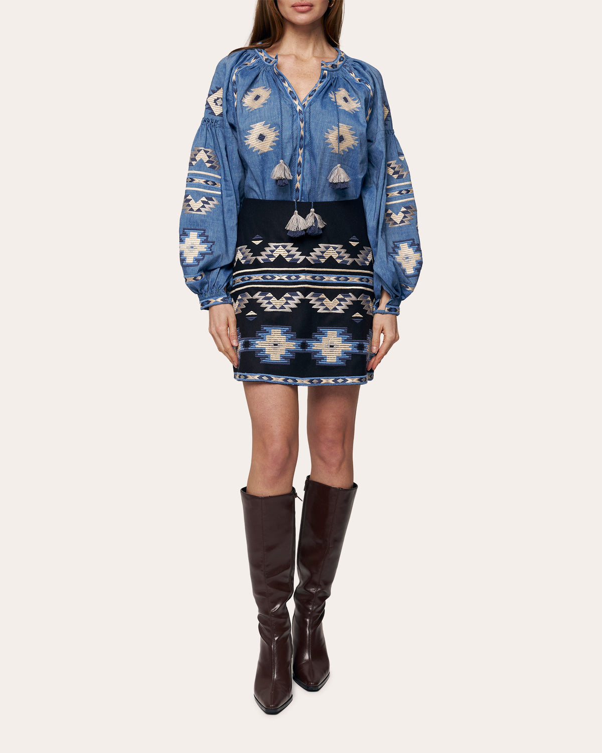 Rombé Geometric Embroidered Mini Skirt