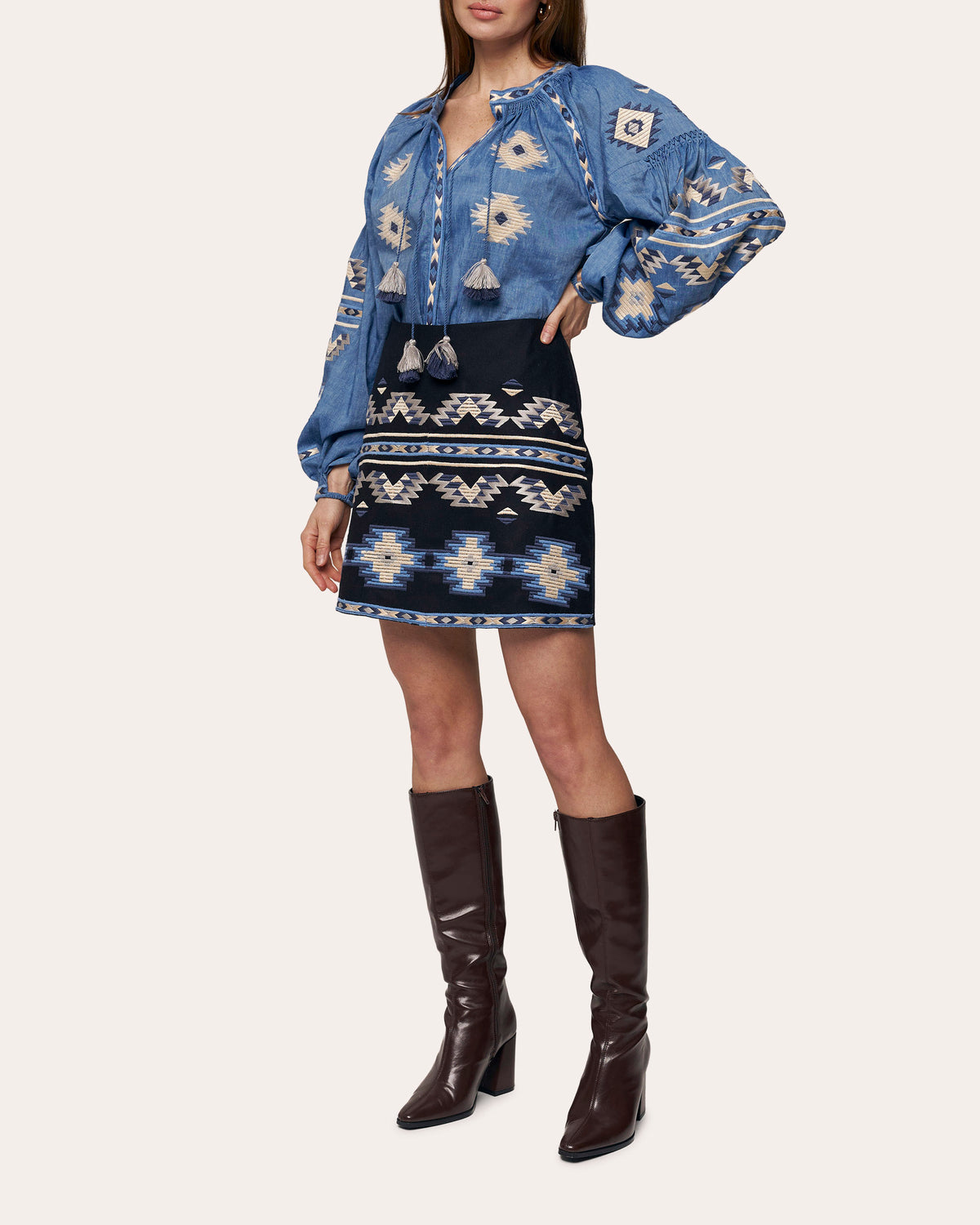 Rombé Geometric Embroidered Mini Skirt