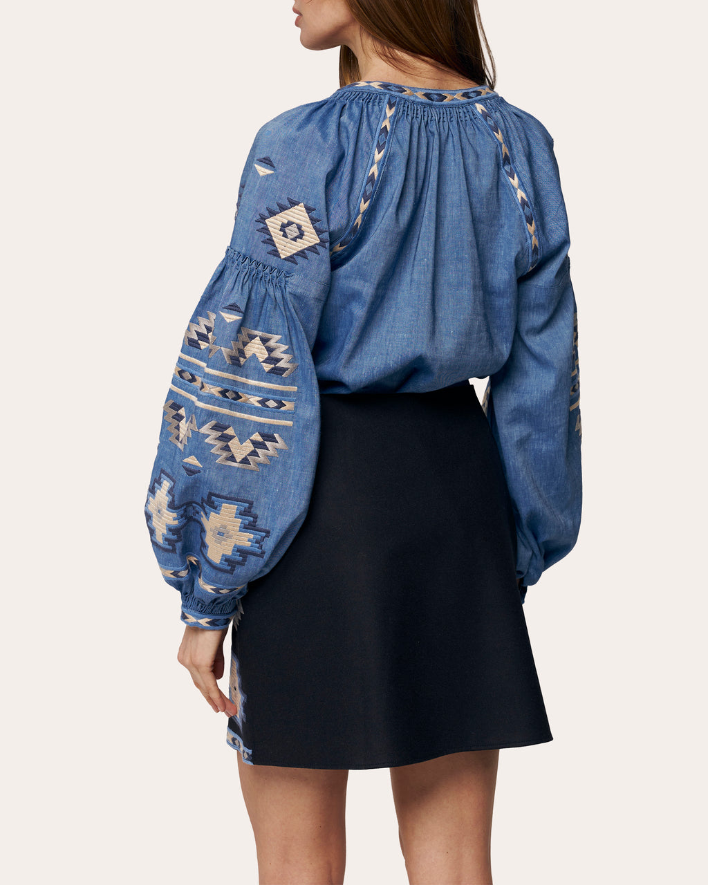 Rombé Geometric Embroidered Linen Blouse