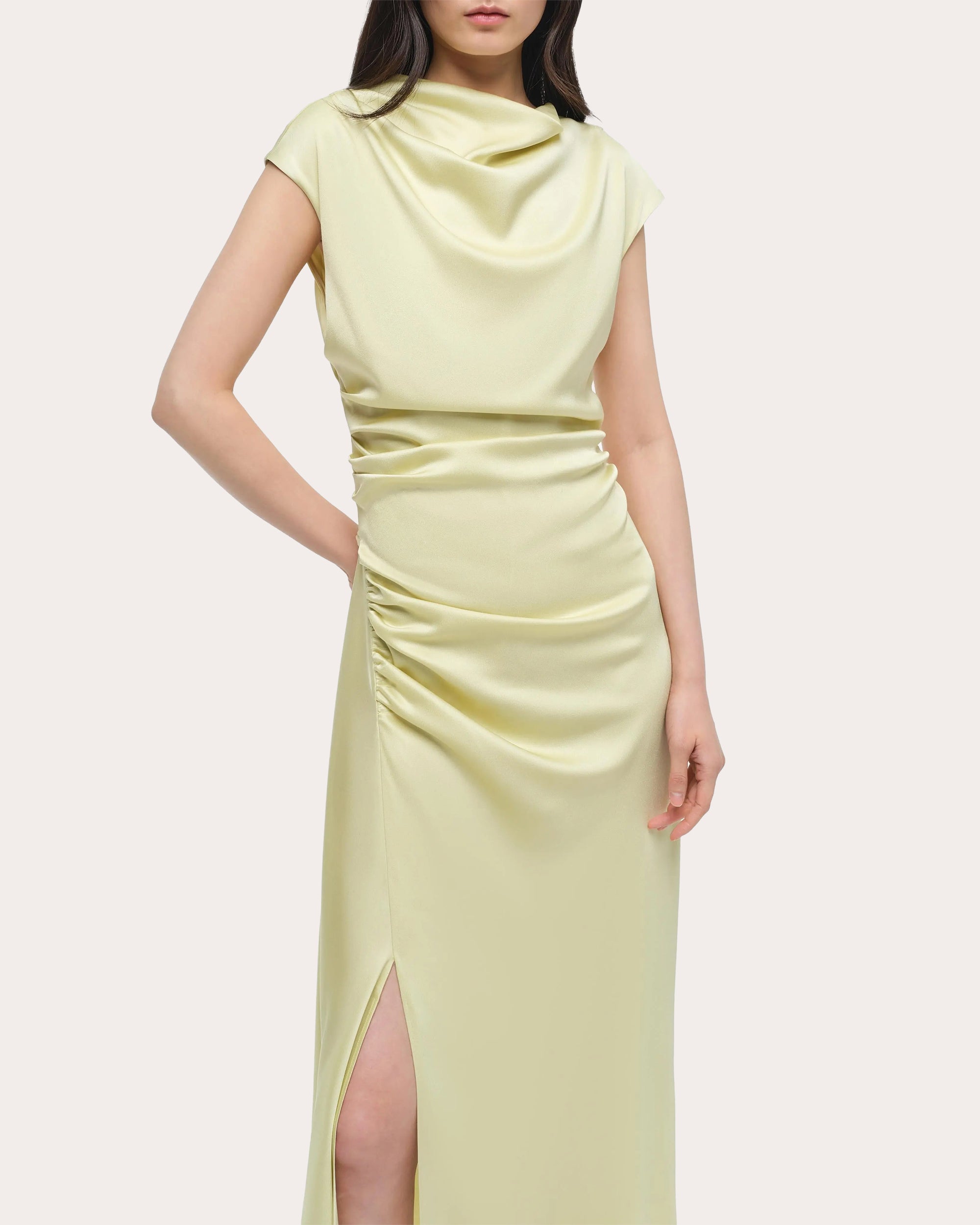 Burke Draped Satin Midi Dress